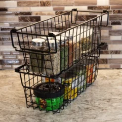 Set Of 2 Storage Bins - Basket Set For Toy, Kitchen, Closet, And Bathroom Storage - Small Shelf Organizers With Handles By Home-Complete (Black) 13 Set Of 2 Storage Bins - Basket Set For Toy, Kitchen, Closet, And Bathroom Storage - Small Shelf Organizers With Handles By Home-Complete (Black) -Home Storage Store GUEST c451cec5 aea4 41f4 be34 488268ef326b