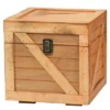 Vintiquewise Wooden Stackable Treasure Chest Cargo Crate Style, Light Brown