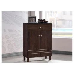 Felda Modern Shoe Cabinet With 2 Doors And Drawer - Dark Brown - Baxton Studio 9 Felda Modern Shoe Cabinet With 2 Doors And Drawer - Dark Brown - Baxton Studio -Home Storage Store GUEST c5ceb886 121d 4cec a8c9 d7917e5d920a