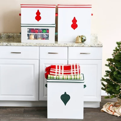 Household Essentials Ornament Storage Chest With 24 Pockets Green 5 Household Essentials Ornament Storage Chest With 24 Pockets Green - Image 5