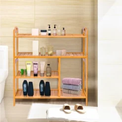 Costway 4 Tier Multifunction Bamboo Shoe Rack Boot Tower Shelf Storage Organizer Stand -Home Storage Store GUEST c7c1f7b7 f7a7 4c04 8d02 e40960280e79