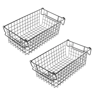 Set Of 2 Storage Bins - Basket Set For Toy, Kitchen, Closet, And Bathroom Storage - Medium Shelf Organizers With Handles By Home-Complete (Black) 7 Set Of 2 Storage Bins - Basket Set For Toy, Kitchen, Closet, And Bathroom Storage - Medium Shelf Organizers With Handles By Home-Complete (Black) - Image 7