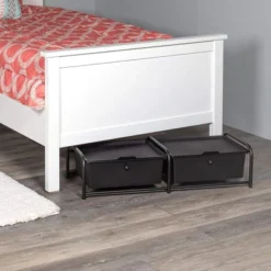 J&V TEXTILES Metal Frame Underbed Storage With Lids, Requires At Least 8”H Clearance From Floor To Bed Frame, Black, 2-Drawer -Home Storage Store GUEST c933bf47 89fb 40cb 8098 0c715e0c4231