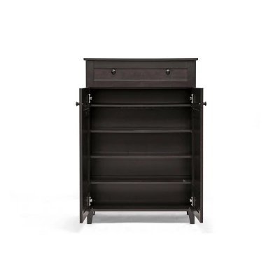 Glidden Wood Modern Shoe Cabinet (Tall) Dark Brown - Baxton Studio 1 Glidden Wood Modern Shoe Cabinet (Tall) Dark Brown - Baxton Studio
