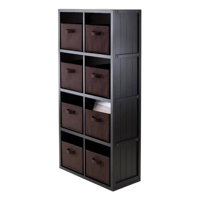 40.08" 9pc Timothy Set Storage Shelf 4X2 With Baskets Black - Winsome 1 40.08" 9pc Timothy Set Storage Shelf 4X2 With Baskets Black - Winsome