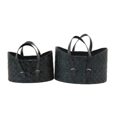 Set Of 2 Storage Baskets Black - Olivia & May 1 Set Of 2 Storage Baskets Black - Olivia & May