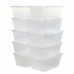 Life Story 6L Shoe And Closet Storage Box Stacking Containers, Clear (40 Pack)