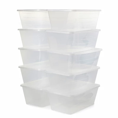 Life Story 6 Liter Shoe, Accessory, And Closet Plastic Storage Box Multi-Purpose Lidded Stacking Tote Containers, Clear (50 Pack) 1 Life Story 6 Liter Shoe, Accessory, And Closet Plastic Storage Box Multi-Purpose Lidded Stacking Tote Containers, Clear (50 Pack)