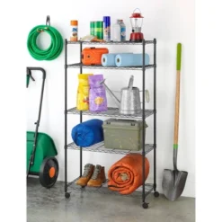 Whitmor Supreme 5 Tier Cart Silver -Home Storage Store GUEST d58ba7d9 8ca1 4f3e 8394 1423b3e9dfca