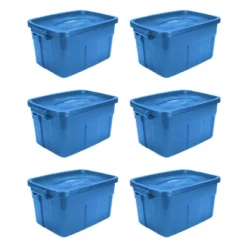 Rubbermaid Roughneck Tote 14 Gallon Stackable Storage Container W/ Stay Tight Lid & Easy Carry Handles, (6 Pack) -Home Storage Store GUEST d612ad96 d657 454d 8656 b27ee8d0b75c