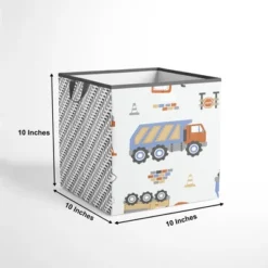 Bacati - Construction Multicolor Boys Cotton Storage Box Small -Home Storage Store GUEST d67c8a14 e0a2 48aa bc1a d1f8d2ed933f