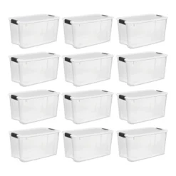 Sterilite 70 Quart Clear Plastic Stackable Storage Container Bin Box Tote With White Latching Lid Organizing Solution For Home & Classroom -Home Storage Store GUEST d88956ef 2320 4ddd 83bf de264f8977d3