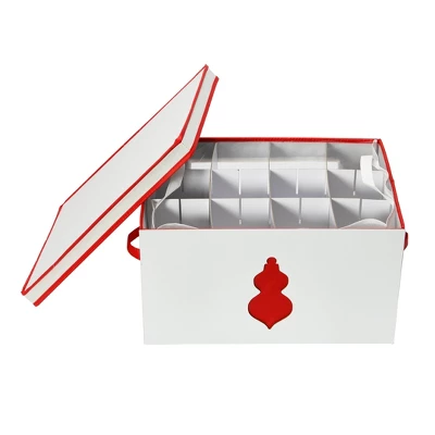 Household Essentials Ornament Storage Chest With 24 Pockets Green 8 Household Essentials Ornament Storage Chest With 24 Pockets Green - Image 8