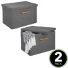 MDesign Soft Textured Fabric Home Storage Organizer Box, 2 Pack