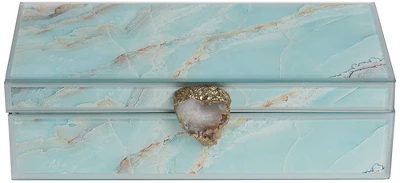 Parisian Shiny Blue Agate Glass Decorative Boxes Set Of 2 5 Parisian Shiny Blue Agate Glass Decorative Boxes Set Of 2 - Image 5