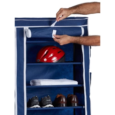 Home Basics 8 Tier Portable Polyester Shoe Closet, Navy 3 Home Basics 8 Tier Portable Polyester Shoe Closet, Navy - Image 3