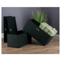 3pc Torino Folding Fabric Basket Black - Winsome -Home Storage Store GUEST e5ff137a b5e0 4d01 8216 7f17df0079a4