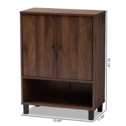 Rossin Walnut Finished 2 Door Wood Entryway Shoe Storage Cabinet Brown - Baxton Studio -Home Storage Store GUEST e68494c1 314c 4210 8a0a 92e240a7e3b1