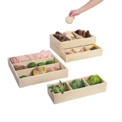 Kaplan Early Learning Loose Parts Stacking Wooden Trays - Set Of 4