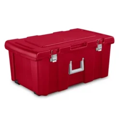Sterilite 16 Gal Plastic Footlocker Container With Wheels