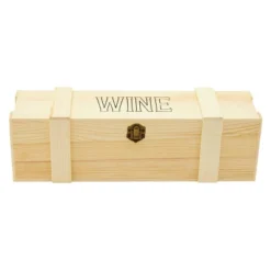 Bright Creations Wood Single Bottle Wine Gift Box, Pinewood Wooden Wine Crate Storage Case With Clasp For Birthday, Wedding, Housewarming -Home Storage Store GUEST ecbf5d4d ccef 422e 80f1 d1ec3de71919