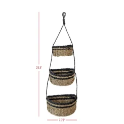3-Tiered Hanging Basket Black Seagrass & Rope By Foreside Home & Garden -Home Storage Store GUEST ecfb6399 a016 49c9 86ff d44c3d9f37db