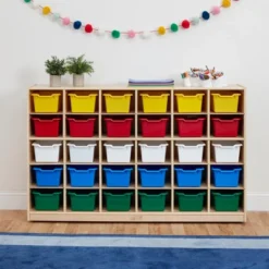 ECR4Kids 30 Cubby School Storage Cabinet, Kids Cubbies With Tray Slots -Home Storage Store GUEST f28c0c70 2215 486b 8855 a3a4d7bbc276