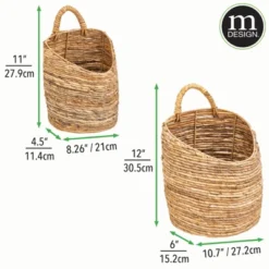 MDesign Woven Banana Bark Hanging Wall Storage Basket - Set Of 2 - Natural/Tan -Home Storage Store GUEST f34a0585 2c1d 49c1 9da5 ccb38e842d99