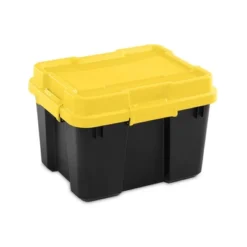 Sterilite 18319Y04 20 Gallon Heavy Duty Plastic Storage Container Box With Lid And Latches