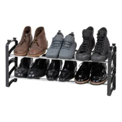IRIS 2 Tier Slim Extendable And Stackable Metal Shoe Rack Black -Home Storage Store GUEST f5273ee3 fe12 47e9 9f6b b70f2e716ce4
