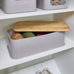 Large Handled Bin With Bamboo Lid Porpoise - IDESIGN 7 Large Handled Bin With Bamboo Lid Porpoise - IDESIGN -Home Storage Store GUEST f6db6c91 00f6 4c32 8de2 d58738bf0574