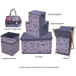 Bacati - Woodlands Gray/Beige Neutral Cotton Storage Toy Chest -Home Storage Store GUEST f6fa2d78 89f8 4b03 af5b 7e5517dc6002