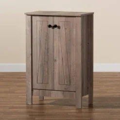 Derek Wood 2 Door Shoe Cabinet-Oak - Baxton Studio -Home Storage Store GUEST f74e77a0 b56e 4464 903c 680aea751409