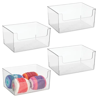 MDesign Open Front Plastic Storage Bin For Cube Furniture, 12" W, 4 Pack - Clear 13 MDesign Open Front Plastic Storage Bin For Cube Furniture, 12" W, 4 Pack - Clear - Image 13