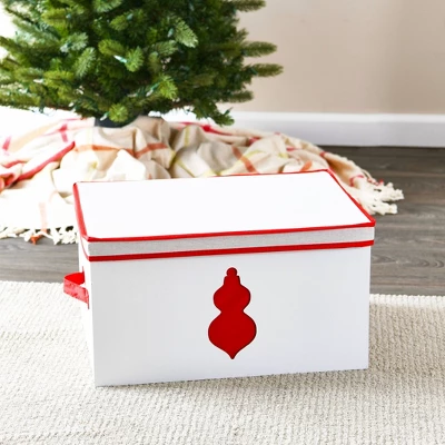 Household Essentials Ornament Storage Chest With 24 Pockets Green 2 Household Essentials Ornament Storage Chest With 24 Pockets Green - Image 2