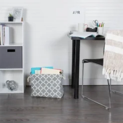 17.5" X 12" X 15" Large Polyester Rectangle Lattice Storage Bin Gray - Design Imports -Home Storage Store GUEST fa0f9572 3c41 4f2a 8c1f 9cfffe2fda37