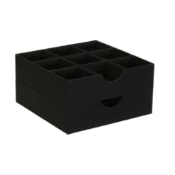 Household Essentials Set Of 2 9-Section Drawer Trays Black Linen -Home Storage Store GUEST fc5432c6 6472 4ee0 9f2d 1dff00621587