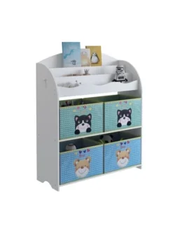 Year Color School Supply, Nursery, Daycare, Toddler, Kids Book Display And Toy Storage Organizer With 6 Fabric Storage Bins -Home Storage Store GUEST fdd1c69d 8b4e 480e 8380 dd7c7edcc1bc