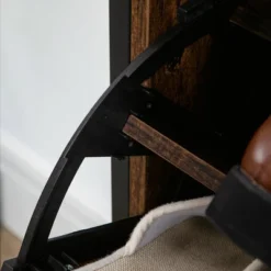 HOMCOM Shoe Cabinet With 2 Flip Doors, Slim 2-Drawer Shoe Cupboard With Divider And Open Compartment For 12 Pairs Of Shoes, Rustic Brown -Home Storage Store GUEST fe6f3f13 ae89 47f9 938d be754a06caca